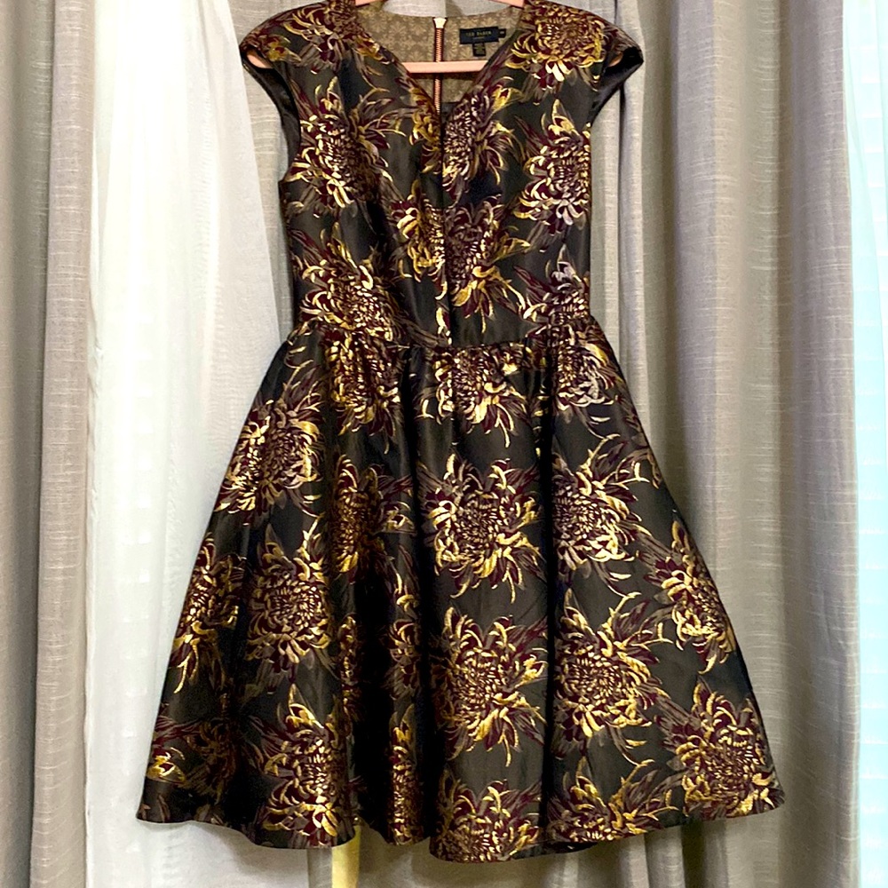 Ted baker metallic floral dress